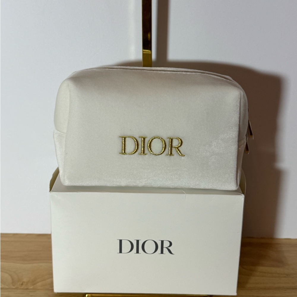 Dior Parfums White Cosmetic Pouch